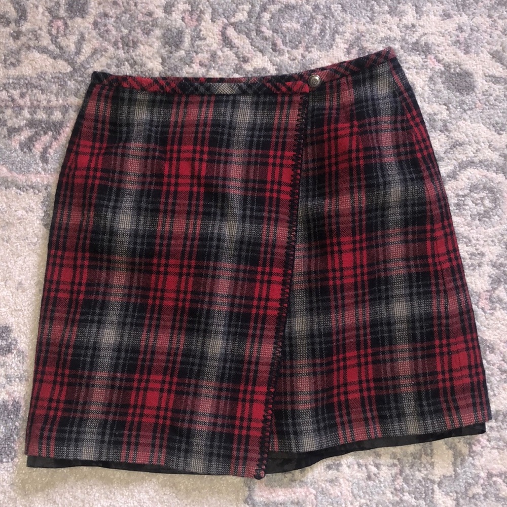 Eddie Bauer Wool Plaid Wrap Skirt